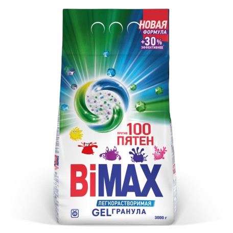 Стиральный порошок BiMax GelГранулы 100 пятен Automat в м/у, 3000 гр